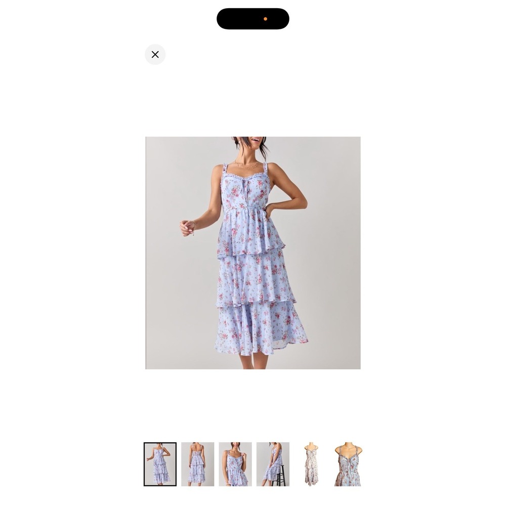 Francesca's Audrey Parks Floral Midi Dress Tiered Chiffon Cottagecore Sz Med